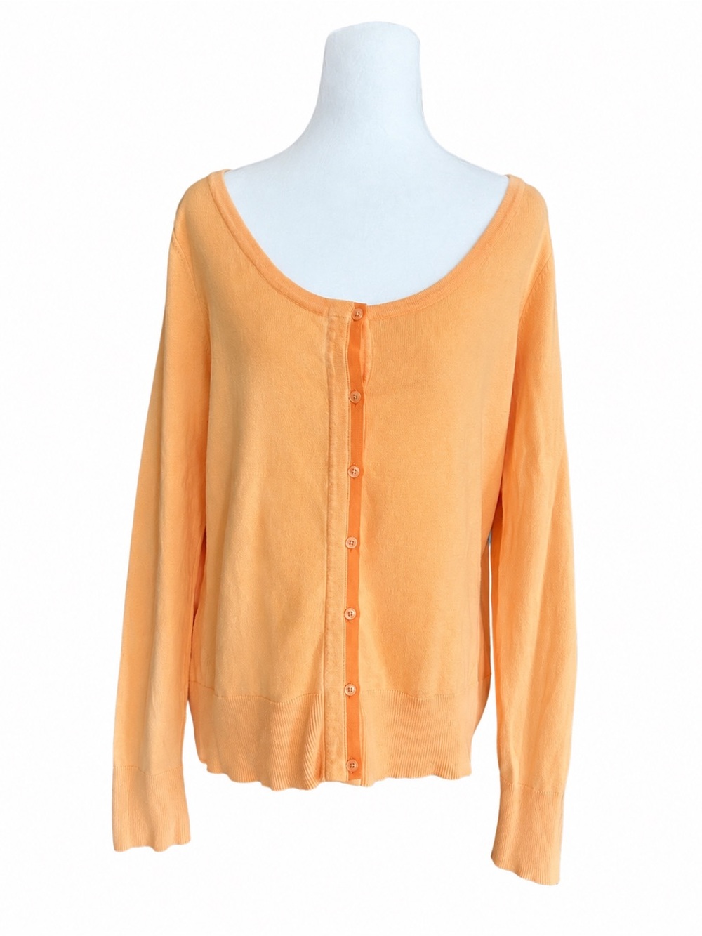 Lilly Pulitzer Medium Orange Cotton‎ Nylon Stretch Button Front Cardigan Sweater